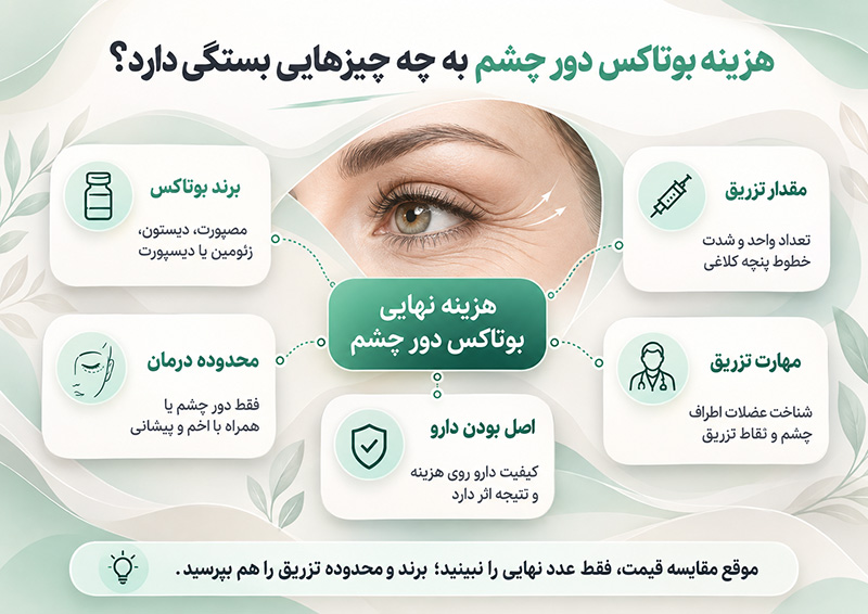 عوامل تاثیرگذار در قیمت بوتاکس زیرچشم